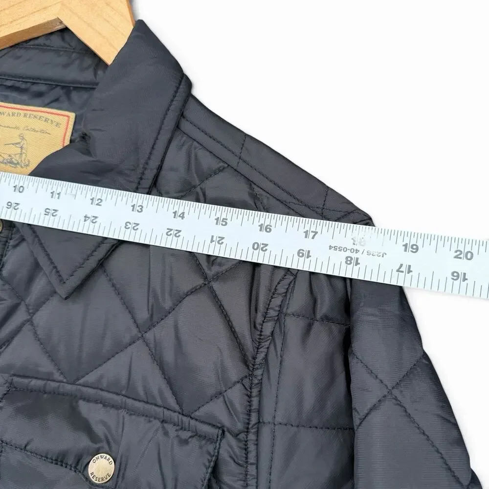 Onward Reserve Mens Sz M Quilted Jacket Braswell Elbow Patch Black Tan